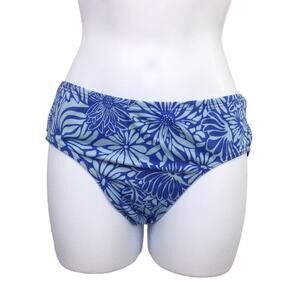 LL Bean Beach Coastal Hawaii Blue Floral Bikini Summer Swimwear Bottom Women 8
